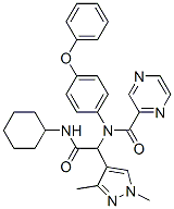 Pyrazinecarboxamide, N-[2-(cyclohexylamino)-1-(1,3-dimethyl-1H-pyrazol-4-yl)-2-oxoethyl]-N-(4-phenoxyphenyl)- (9CI)