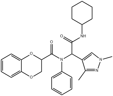1H-Pyrazole-4-acetamide,N-cyclohexyl-alpha-[[(2,3-dihydro-1,4-benzodioxin-2-yl)carbonyl]phenylamino]-1,3-dimethyl-(9CI)
