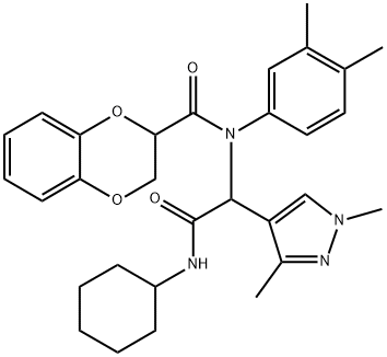 1H-Pyrazole-4-acetamide,N-cyclohexyl-alpha-[[(2,3-dihydro-1,4-benzodioxin-2-yl)carbonyl](3,4-dimethylphenyl)amino]-1,3-dimethyl-(9CI)