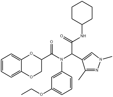 1H-Pyrazole-4-acetamide,N-cyclohexyl-alpha-[[(2,3-dihydro-1,4-benzodioxin-2-yl)carbonyl](3-ethoxyphenyl)amino]-1,3-dimethyl-(9CI)