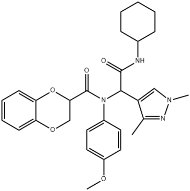 1H-Pyrazole-4-acetamide,N-cyclohexyl-alpha-[[(2,3-dihydro-1,4-benzodioxin-2-yl)carbonyl](4-methoxyphenyl)amino]-1,3-dimethyl-(9CI)