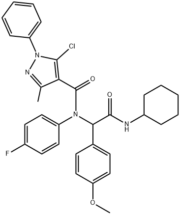 1H-Pyrazole-4-carboxamide,5-chloro-N-[2-(cyclohexylamino)-1-(4-methoxyphenyl)-2-oxoethyl]-N-(4-fluorophenyl)-3-methyl-1-phenyl-(9CI)