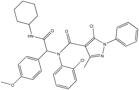 1H-Pyrazole-4-carboxamide,5-chloro-N-(2-chlorophenyl)-N-[2-(cyclohexylamino)-1-(4-methoxyphenyl)-2-oxoethyl]-3-methyl-1-phenyl-(9CI)