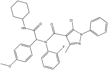 1H-Pyrazole-4-carboxamide,5-chloro-N-[2-(cyclohexylamino)-1-(4-methoxyphenyl)-2-oxoethyl]-N-(2-fluorophenyl)-3-methyl-1-phenyl-(9CI)