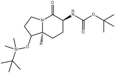 Carbamic acid, [(6S,8aS)-1-[[(1,1-dimethylethyl)dimethylsilyl]oxy]octahydro-5-oxo-6-indolizinyl]-, 1,1-dimethylethyl ester (9CI)