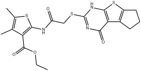 ethyl 4,5-dimethyl-2-(2-((4-oxo-3,5,6,7-tetrahydro-4H-cyclopenta[4,5]thieno[2,3-d]pyrimidin-2-yl)thio)acetamido)thiophene-3-carboxylate