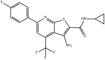 3-amino-N-cyclopropyl-6-(4-fluorophenyl)-4-(trifluoromethyl)thieno[2,3-b]pyridine-2-carboxamide