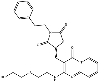 2-{[2-(2-hydroxyethoxy)ethyl]amino}-3-{[4-oxo-3-(2-phenylethyl)-2-thioxo-1,3-thiazolidin-5-ylidene]methyl}-4H-pyrido[1,2-a]pyrimidin-4-one