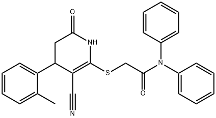 2-((3-cyano-6-oxo-4-(o-tolyl)-1,4,5,6-tetrahydropyridin-2-yl)thio)-N,N-diphenylacetamide