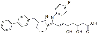 7-(7-((1,1'-biphenyl-4-yl)methyl)-2-(4-fluorophenyl)-4,5,6,7-tetrahydro-2H-indazol-3-yl)-3,5-dihydroxy-6-heptenoic acid