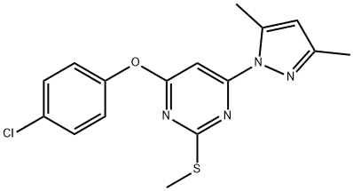 PYRIMIDINE, 4-(4-CHLOROPHENOXY)-6-(3,5-DIMETHYL-1H-PYRAZOL-1-YL)-2-(METHYLTHIO)-