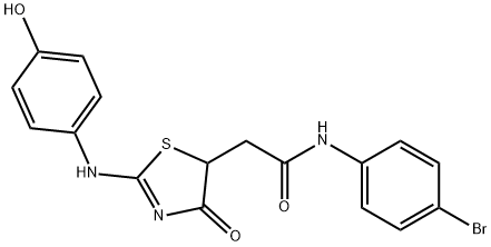 (E)-N-(4-bromophenyl)-2-(2-((4-hydroxyphenyl)imino)-4-oxothiazolidin-5-yl)acetamide