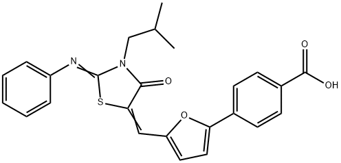 4-(5-{(Z)-[(2Z)-3-(2-methylpropyl)-4-oxo-2-(phenylimino)-1,3-thiazolidin-5-ylidene]methyl}furan-2-yl)benzoic acid