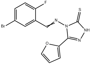 4-[(5-bromo-2-fluorobenzylidene)amino]-5-(2-furyl)-4H-1,2,4-triazol-3-yl hydrosulfide