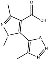 1,3-DIMETHYL-5-(4-METHYL-1,2,3-THIADIAZOL-5-YL)-1H-PYRAZOLE-4-CARBOXYLIC ACID,90%+