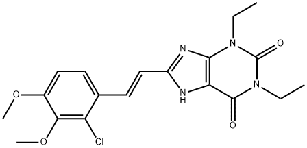 1H-Purine-2,6-dione, 3,7-dihydro-8-(2-(2-chloro-3,4-dimethoxyphenyl)et henyl)-1,3-diethyl-, (E)-