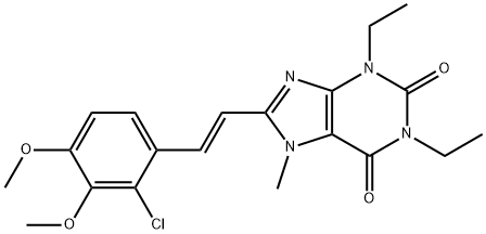 1H-Purine-2,6-dione, 3,7-dihydro-8-(2-(2-chloro-3,4-dimethoxyphenyl)et henyl)-1,3-diethyl-7-methyl-, (E)-