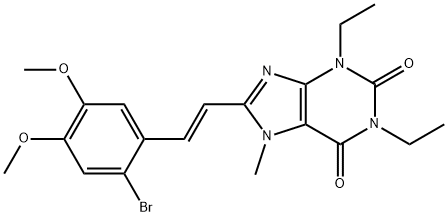 1H-Purine-2,6-dione, 3,7-dihydro-8-(2-(2-bromo-4,5-dimethoxyphenyl)eth enyl)-1,3-diethyl-7-methyl-, (E)-