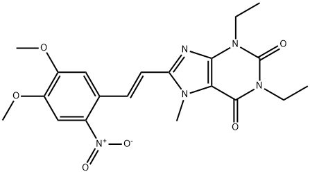 1H-Purine-2,6-dione, 3,7-dihydro-1,3-diethyl-8-(2-(4,5-dimethoxy-2-nit rophenyl)ethenyl)-7-methyl-, (E)-