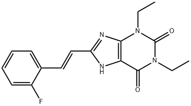 1H-Purine-2,6-dione, 3,7-dihydro-1,3-diethyl-8-(2-(2-fluorophenyl)ethe nyl)-, (E)-