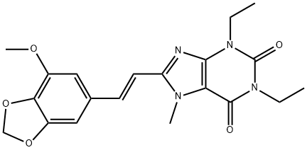 1H-Purine-2,6-dione, 3,7-dihydro-1,3-diethyl-8-(2-(7-methoxy-1,3-benzo dioxol-5-yl)ethenyl)-7-methyl-, (E)-