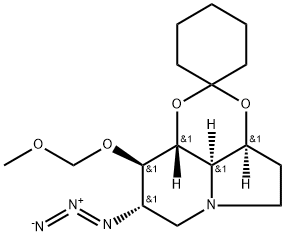 Spirocyclohexane-1,2-1,3dioxino4,5,6-hiindolizine, 8-azidooctahydro-9-(methoxymethoxy)-, 3aS-(3a.alpha.,8.alpha.,9.beta.,9a.beta.,9b.alpha.)-
