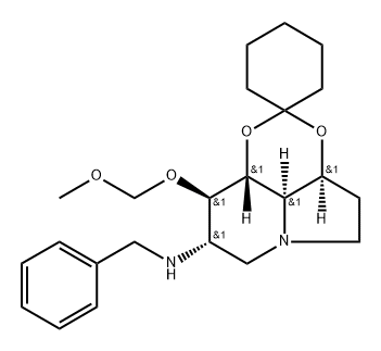 Spirocyclohexane-1,2-1,3dioxino4,5,6-hiindolizin-8-amine, octahydro-9-(methoxymethoxy)-N-(phenylmethyl)-, 3aS-(3a.alpha.,8.alpha.,9.beta.,9a.beta.,9b.alpha.)-