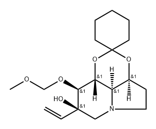 Spirocyclohexane-1,2-1,3dioxino4,5,6-hiindolizin-8-ol, 8-ethenyloctahydro-9-(methoxymethoxy)-, 3aS-(3a.alpha.,8.beta.,9.beta.,9a.beta.,9b.alpha.)-