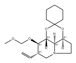 Spirocyclohexane-1,2-1,3dioxino4,5,6-hiindolizine, 8-ethenyloctahydro-9-(methoxymethoxy)-, 3aS-(3a.alpha.,8.alpha.,9.beta.,9a.beta.,9b.alpha.)-
