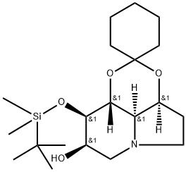 Spirocyclohexane-1,2-1,3dioxino4,5,6-hiindolizin-8-ol, 9-(1,1-dimethylethyl)dimethylsilyloxyoctahydro-, 3aS-(3a.alpha.,8.beta.,9.beta.,9a.beta.,9b.alpha.)-