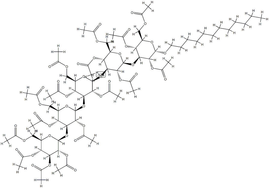 Dodecyl O-2,3,4,6-tetra-O-acetyl-beta-D-glucopyranosyl-(1-3)-O-2,4,6-t ri-O-acetyl-beta-D-glucopyranosyl-(1-3)-O-2,4,6-tri-O-acetyl-beta-D-gl ucopyranosyl-(1-3)-O-2,4,6-tri-O-acetyl-beta-D-glucopyranosyl-(1-3)-al pha-D-Glucopyranoside triacetate