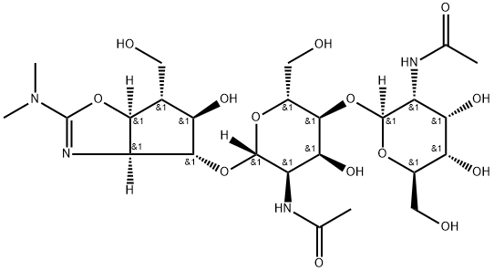 .beta.-D-Allopyranoside, 2-(dimethylamino)-3a,5,6,6a-tetrahydro-5-hydroxy-6-(hydroxymethyl)-4H-cyclopentoxazol-4-yl 2-(acetylamino)-4-O-2-(acetylamino)-2-deoxy-.beta.-D-allopyranosyl-2-deoxy-, 3aS-(3a.alpha.,4.alpha.,5.beta.,6.alpha.,6a.alpha.)-