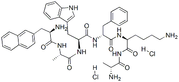 (2S)-6-amino-2-[[(2R)-2-[[(2S)-2-[[(2S)-2-[[(2R)-2-amino-3-naphthalen-2-yl-propanoyl]amino]propanoyl]amino]-3-(1H-indol-3-yl)propanoyl]amino]-3-phenyl-propanoyl]amino]-N-[(2R)-2-aminopropanoyl]hexanamide dihydrochloride