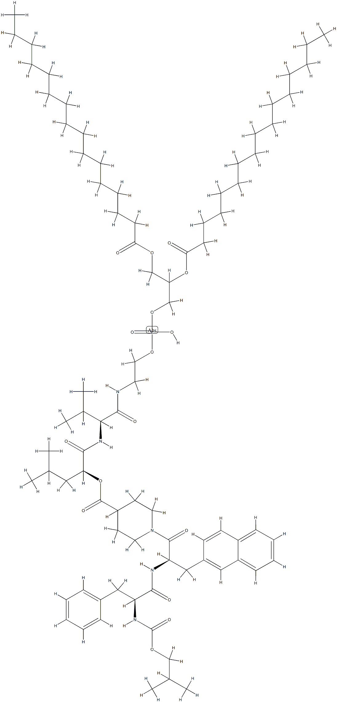 2,3-dihexadecanoyloxypropoxy-[2-[[(2S)-3-methyl-2-[[(2S)-4-methyl-2-[1 -[(2R)-2-[[(2S)-2-(2-methylpropoxycarbonylamino)-3-phenyl-propanoyl]am ino]-3-naphthalen-2-yl-propanoyl]piperidine-4-carbonyl]oxy-pentanoyl]a mino]butanoyl]amino]ethoxy]phosphinic acid