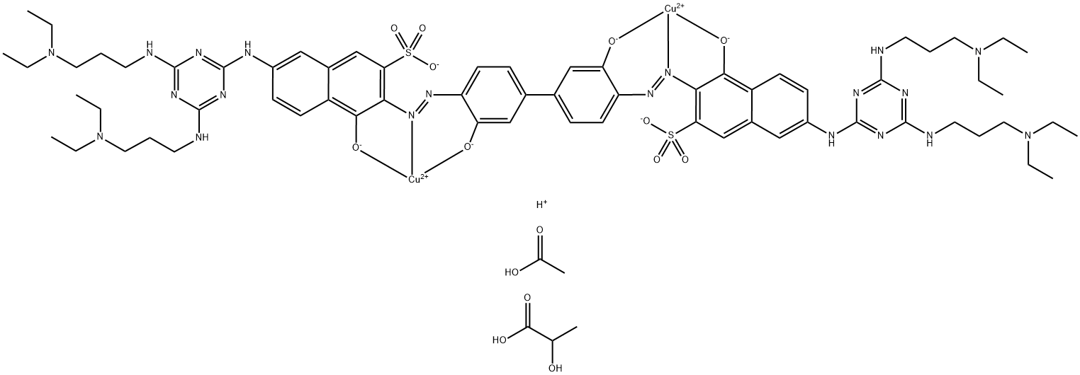 (2,2'-(3,3'-dioxidobiphenyl-4,4'-diyldiazo)bis(6-(4-(3-(diethylamino)propylamino)-6-(3-(diethylammonio)propylamino)-1,3,5-triazin-2-ylamino)-3-sulfonato-1-naphtholato))dicopper(II) acetate lactate