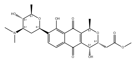 1H-Naphtho(2,3-c)pyran-3-acetic acid, 3,4,5,10-tetrahydro-4,9-dihydrox y-1-methyl-5,10-dioxo-8-(2,3,6-trideoxy-3-(dimethylamino)-beta-D-arabi no-hexopyranosyl)-, methyl ester, (R-(1alpha,3beta,4beta))-