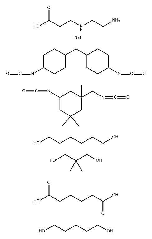 .beta.-Alanine, N-(2-aminoethyl)-, monosodium salt, polymer with 2,2-dimethyl-1,3-propanediol, hexanedioic acid, 1,6-hexanediol, 5-isocyanato-1-(isocyanatomethyl)-1,3,3-trimethylcyclohexane, 1,1-methylenebis4-isocyanatocyclohexane and 1,5-pentanediol