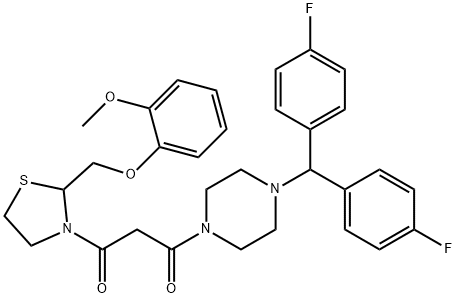 1-[4-[bis(4-fluorophenyl)methyl]piperazin-1-yl]-3-[2-[(2-methoxyphenox y)methyl]thiazolidin-3-yl]propane-1,3-dione