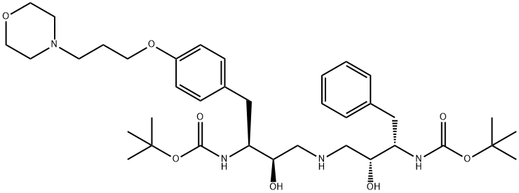12-Oxa-2,6,10-triazatetradecanoic acid, 4,8-dihydroxy-13,13-dimethyl-3 -[[4-[3-(4-morpholinyl)propoxy]phenyl]methyl]-11-oxo-9-(phenylmethyl)- , 1,1-dimethylethyl ester, [3S-(3R*,4S*,8S*,9R*)]-
