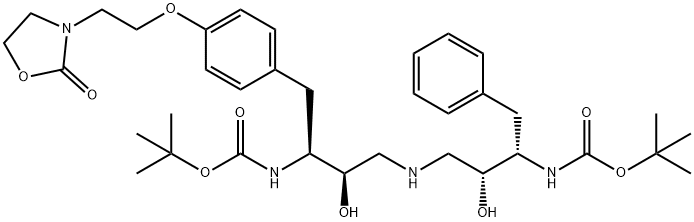 12-Oxa-2,6,10-triazatetradecanoic acid, 4,8-dihydroxy-13,13-dimethyl-1 1-oxo-3-[[4-[2-(2-oxo-3-oxazolidinyl)ethoxy]phenyl]methyl]-9-(phenylme thyl)-, 1,1-dimethylethyl ester, [3S-(3R*,4S*,8S*,9R*)]-