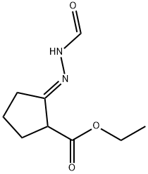 Cyclopentanecarboxylic acid, 2-(formylhydrazono)-, ethyl ester, (E)- (9CI)