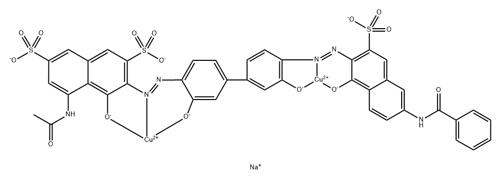 trisodium [4'-(8-acetylamino-3,6-disulfonato-2-naphthylazo)-4''-(6-benzoylamino-3-sulfonato-2-naphthylazo)-biphenyl-1,3',3'',1'''-tetraolato-O,O',O'',O''']copper(II)