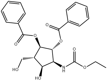 Carbamic acid, 2,3-bis(benzoyloxy)-5-hydroxy-4-(hydroxymethyl)cyclopentyl-, ethyl ester, 1S-(1.alpha.,2.beta.,3.alpha.,4.beta.,5.alpha.)-