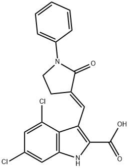 4,6-二氯-3-((2-氧亚基-1-苯基吡咯烷-3-亚基)甲基)-1H-吲哚-2-羧酸