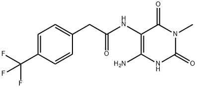 Benzeneacetamide,  N-(4-amino-1,2,3,6-tetrahydro-1-methyl-2,6-dioxo-5-pyrimidinyl)-4-(trifluoromethyl)-