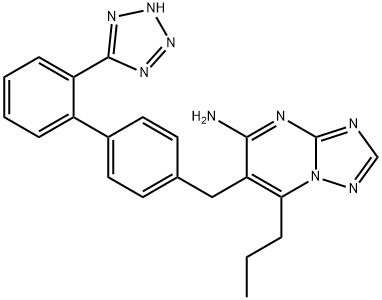 2-propyl-3-[[4-[2-(2H-tetrazol-5-yl)phenyl]phenyl]methyl]-1,5,7,9-tetr azabicyclo[4.3.0]nona-2,4,6,8-tetraen-4-amine