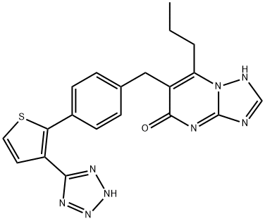 2-propyl-3-[[4-[3-(2H-tetrazol-5-yl)thiophen-2-yl]phenyl]methyl]-1,5,7 ,9-tetrazabicyclo[4.3.0]nona-2,5,7-trien-4-one
