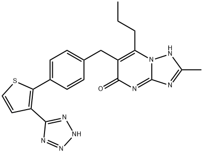 8-methyl-2-propyl-3-[[4-[3-(2H-tetrazol-5-yl)thiophen-2-yl]phenyl]meth yl]-1,5,7,9-tetrazabicyclo[4.3.0]nona-2,5,7-trien-4-one