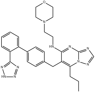 N-(2-morpholin-4-ylethyl)-2-propyl-3-[[4-[2-(2H-tetrazol-5-yl)phenyl]p henyl]methyl]-1,5,7,9-tetrazabicyclo[4.3.0]nona-2,4,6,8-tetraen-4-amin e