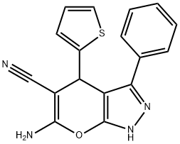 6-amino-3-phenyl-4-(thiophen-2-yl)-1,4-dihydropyrano[2,3-c]pyrazole-5-carbonitrile